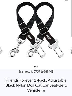 Friends Forever Classic Pet Seat Belt 2-Pack Adjustable Black Nylon Dog Car
